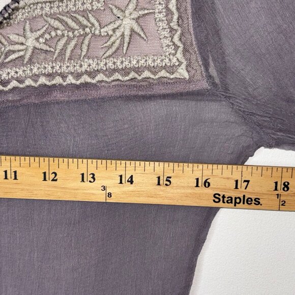 FREE PEOPLE Blouse Women's Top Blouse  Sheer Lace Long Sleeve Gray no size tag - Picture 9 of 16